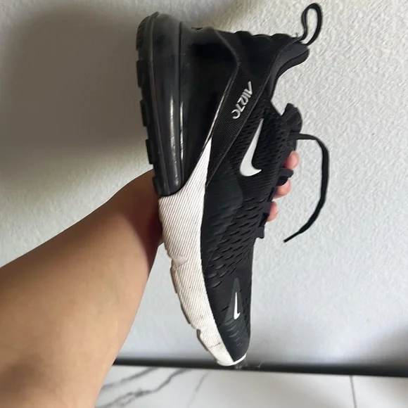Nike Air Max 270 Black and White Athletic Shoes - Picture 3 of 3